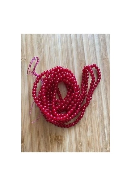 4mm Plastik Inci Boncuk 2 Dizi. Yaklaşık 400 Adet. Vişne