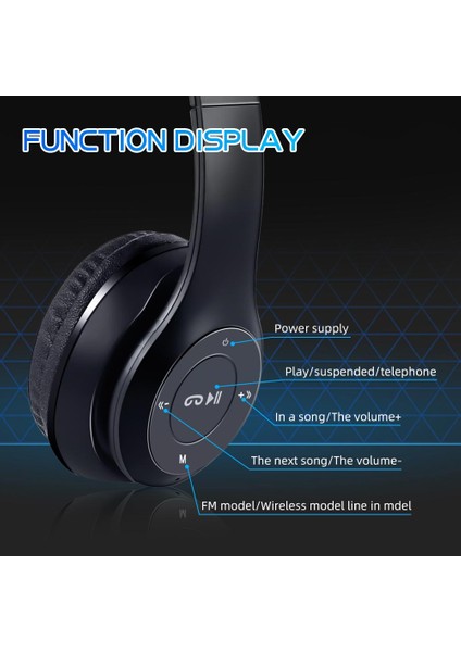 MT22 P47I Wireless Bluetooth Kablosuz Kulaklık Extra Bass Radyolu Katlanabilir Hıfı Stereo 5.0 Bluetooth Aktif Gürültü Önleyici