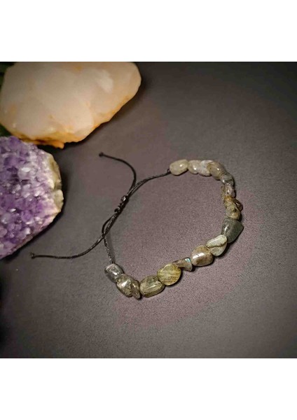 Labradorit Amorf Kesim Makrome Örgü Doğal Taş Bileklik modelleri