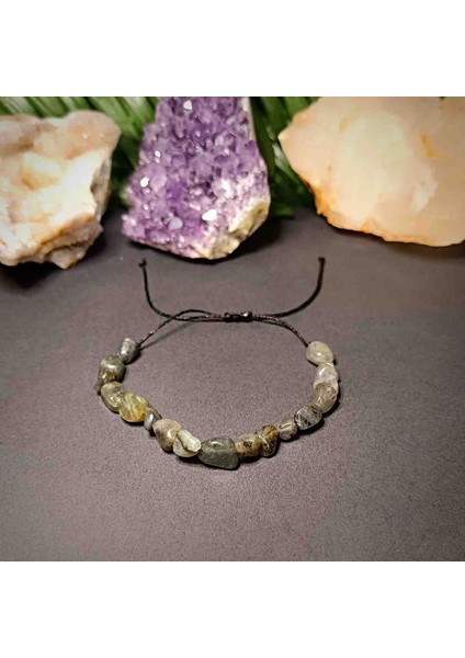 Labradorit Amorf Kesim Makrome Örgü Doğal Taş Bileklik fırsatları