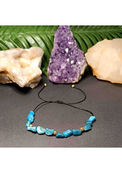 Apatit Amorf Kesim Makrome Örgü Doğal Taş Bileklik