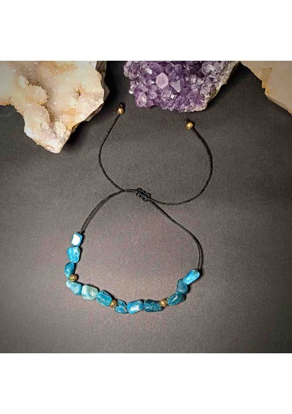 Apatit Amorf Kesim Makrome Örgü Doğal Taş Bileklik modelleri