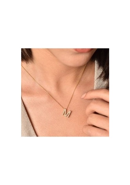 Taşlı Harf Kolye 925 Ayar Gümüş modelleri