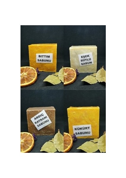 Sabun Seti 4 Adet (Bıttım-Eşek Sütlü-Ardıç KATRANI-KÜKÜRT)(580-640GR) Doğal El Yapımı