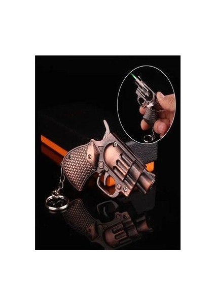Mini Tabanca Çakmak Eğlenceli Yaratıcı Metal Mavi Alev Bütan Gazı Rüzgar Geçirmez Çakmak Anahtarlık