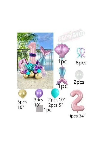 Deniz Kızı Balon Buketi Pembe Rakam Balon fiyatları