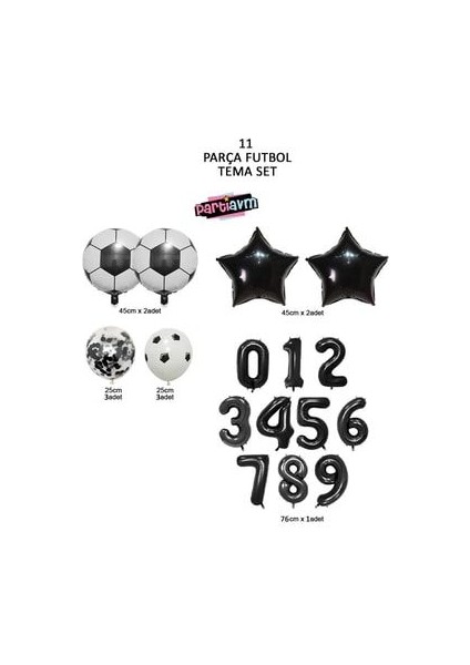 Futbol Tema Doğum Günü Balon Seti Soccer Balloon Set Siyah Rakam Balonlu fiyatları