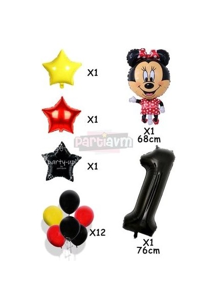 Siyah Rakam Balonlu Mini Fare Balon Set Minnie Mouse Balon Set fiyatları
