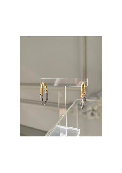 Yeni Sezon Shiny Taşlı Oval Gold Küpe fiyatları