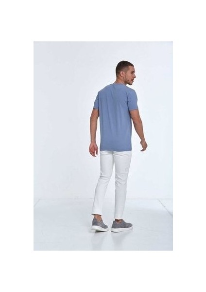 Kuş Tüyü Baskılı Pamuklu Erkek Tişört Gri fırsatları