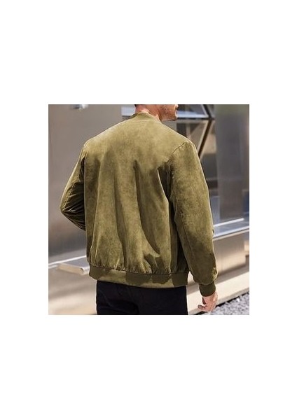 Erkek Haki Yeşili Suni Süet Ceket modelleri