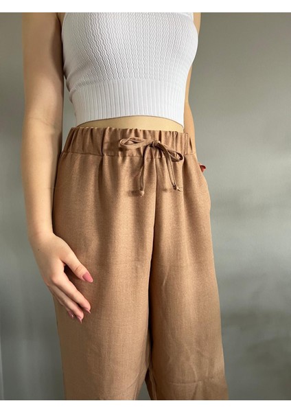 Kadın Vizon Keten Karışımlı Bol Kesim Pantolon fiyatları