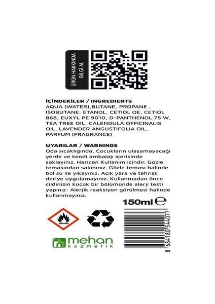 150 ml Ayak & Ayakkabı Koku Önleyici Giderici Bakım Spreyi Hedera Helix Fresh Deodorant Etkili
