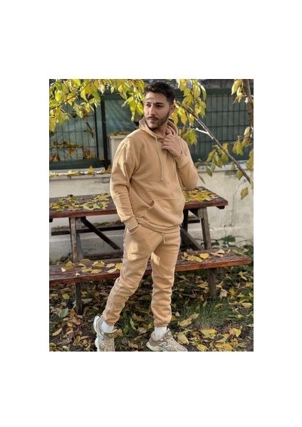 CMZ Collection Oversize Vizon 3 Iplik Kalın Eşofman Takımı