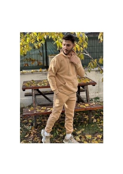 CMZ Collection Oversize Vizon 3 Iplik Kalın Eşofman Takımı