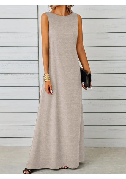 Kadın Sıfır Kol Kalın Askılı Viskon Tam Boy Elbise fiyatları