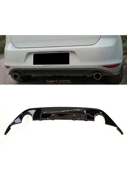 Golf 7 Mk7 Difüzör Gti St Sağ+Sol Tekli Çıkış 2012-2017 Parlak Siyah