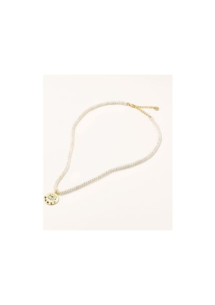 18 Ayar Altın Kaplama Gümüş Göz Figürlü Natürel Incili Kolye Renkli Zirkon Taşlı Shine Koleksiyon fiyatları