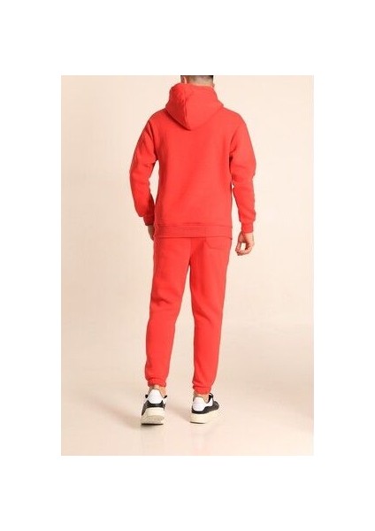 Erkek Kırmızı Eşofman Takımı Oversize Kalıp Comfort Kapüşonlu Sweatshirt Sweatpants fiyatları