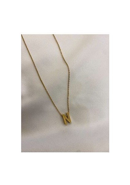 Çelik Gold N Harfli Kolye