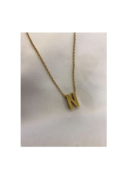 Çelik Gold N Harfli Kolye modelleri
