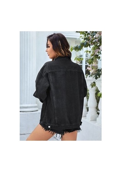Kadın Boyfriend Kot Ceket Antrasit Renk ve Rahat Kesim fiyatları