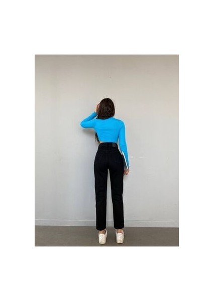Leo Penelope Zero Kadın Siyah Mom Boyfriend Yüksek Bel Kot Jeans Pantolon