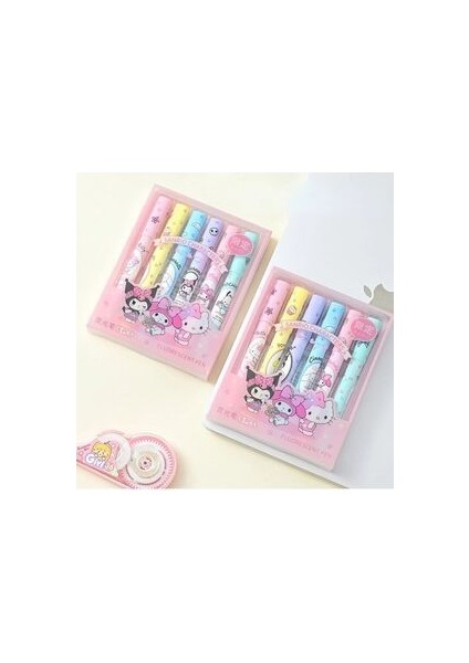 Sanrio Hello Kitty Kuromi 6'lı Fosforlu Kalem Seti