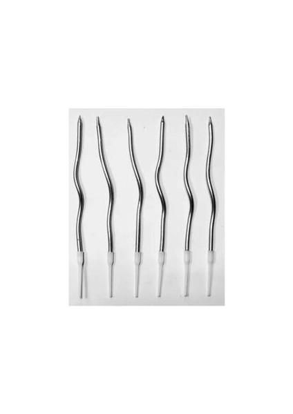 Kıvrık Pasta Mumu Gümüş 6lı 13 cm fiyatları