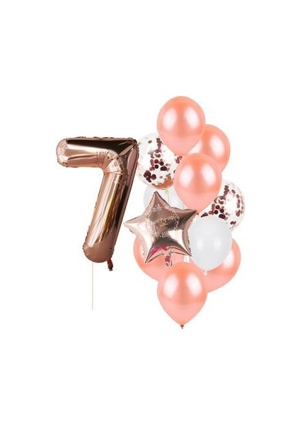 Rose Gold Rakam Pullu Şeffaf Balon Gül Kurusu Tonları Balon Buketi