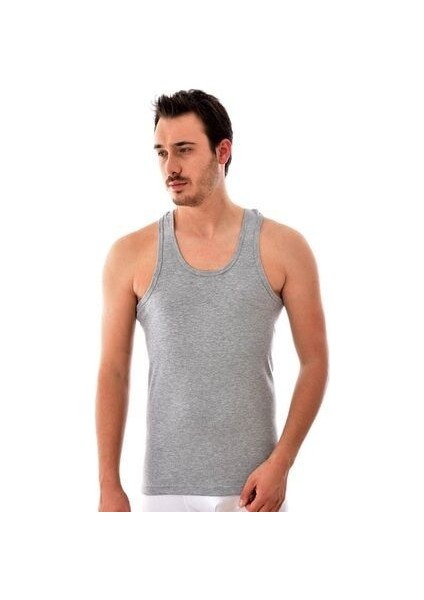 Erkek Gri Pamuklu Kumaşlı Atlet 6lı