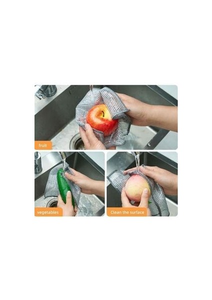 ( 6 Adet ) Çift Katlı Çok Amaçlı Tel Bez Mikrofiber Inox Bez Telli Bulaşık Bezi