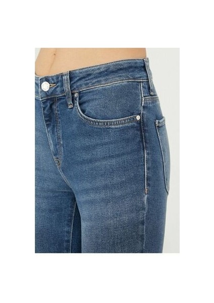 Kadın Skinny Likralı Kot Pantolon Yüksel Bel Dar Paça Mavi Günlük Stil modelleri