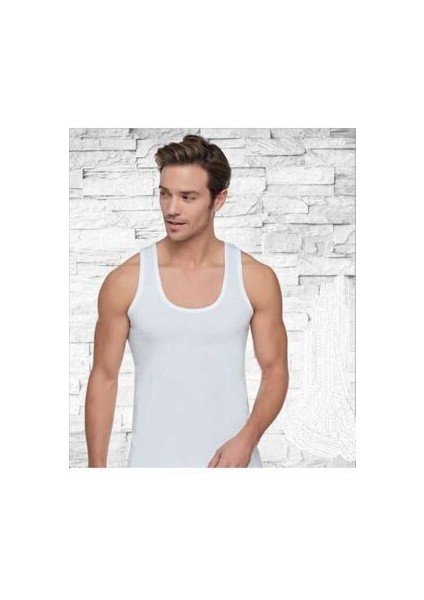 Beyaz Atlet Seti Erkekler İçin %100 Pamuk 5 Adet 2XL-5 Rahat Kesim