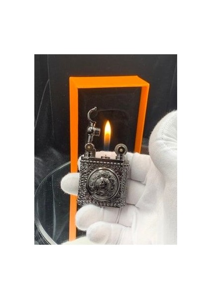 Yeni Tasarım Şık Stres Çarklı Siyah Renk Metal Çakmak