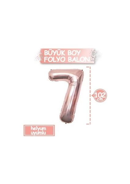 Büyük Rakam Balon Rose Gold 7 Yaş + Konfeti Pullu Şeffaf Balon ve Metalik Rose Gold Balon fırsatları