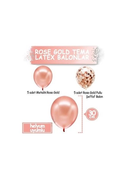 Büyük Rakam Balon Rose Gold 0 Yaş + Konfeti Pullu Şeffaf Balon ve Metalik Rose Gold Balon fiyatları