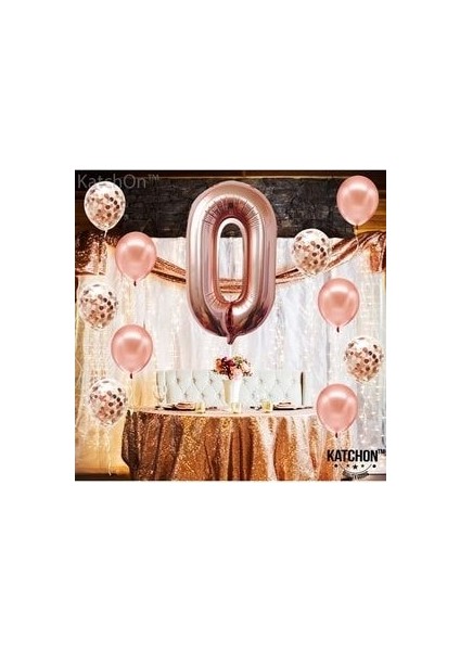 Büyük Rakam Balon Rose Gold 0 Yaş + Konfeti Pullu Şeffaf Balon ve Metalik Rose Gold Balon indirimleri