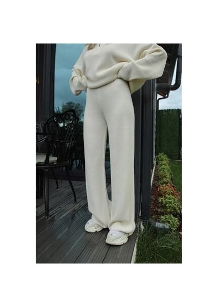 Örgü Detaylı Oversize Kazak Pantolon Triko Alt-Üst Takım indirimleri