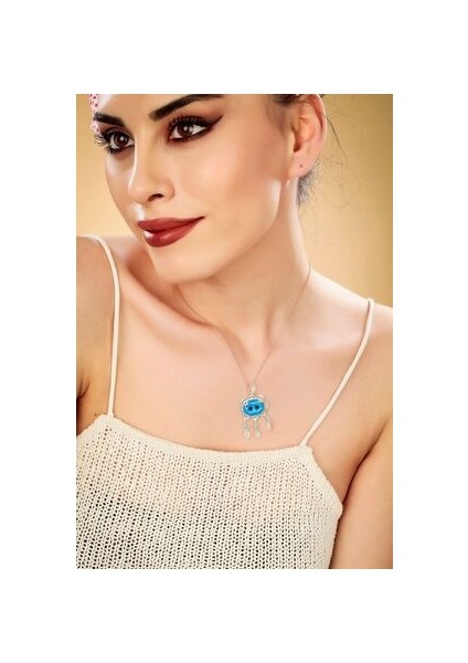 Iki Gözlü Süryani Nazar Boncuğu Model Telkari Gümüş Kolye fiyatları