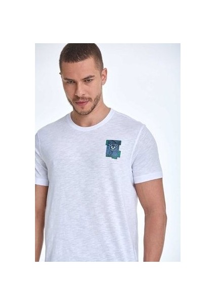 Elly Baskılı Erkek Tişört Beyaz