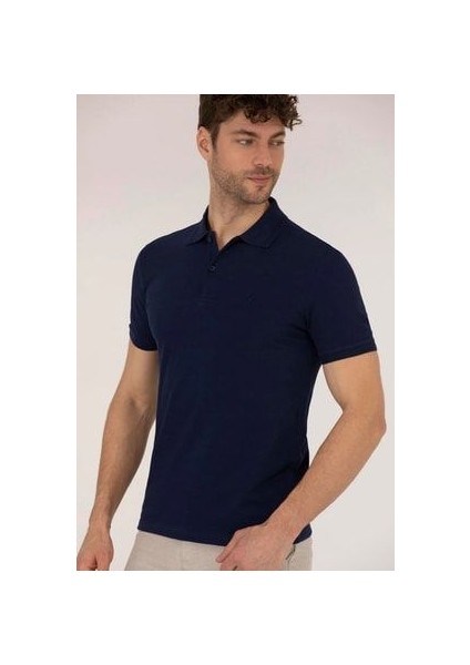 Lacivert Slim Fit Polo Yaka Basic Erkek T-Shirt fiyatları