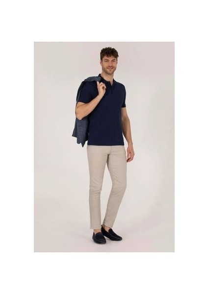Lacivert Slim Fit Polo Yaka Basic Erkek T-Shirt modelleri