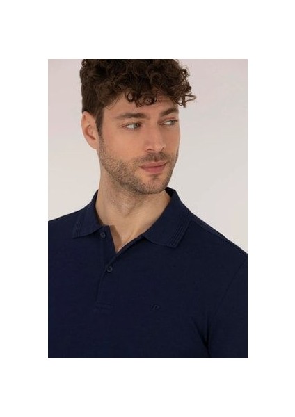Lacivert Slim Fit Polo Yaka Basic Erkek T-Shirt fırsatları