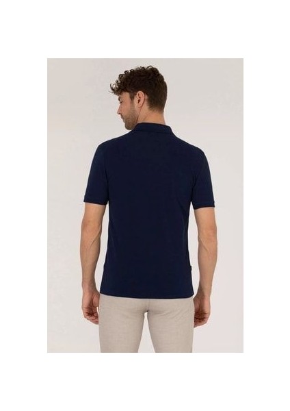 Lacivert Slim Fit Polo Yaka Basic Erkek T-Shirt indirimleri