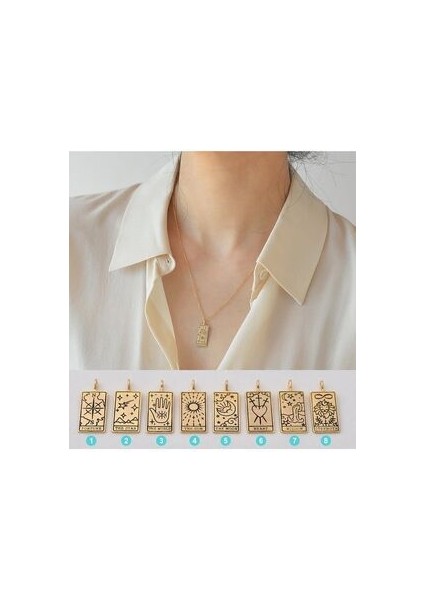 Tarot Kartı Kolye- Güç,dünya,aşk,yıldız Desenli Tarot Kolyesi