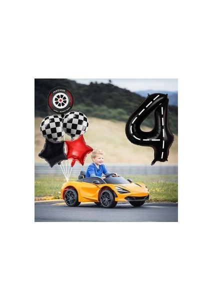 Race Car Set Arabalar Yarış Arabası Şimşek Mcqueen Doğum Günü Kırmızı Araba Full Set Rakam Balon modelleri