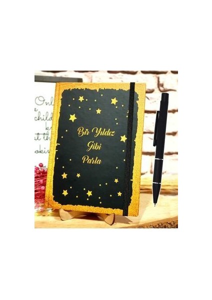 Genel Markalar Yeni Iş Hediyesi Bir Yıldız Gibi Parla Defter & Siyah Mat Kalem