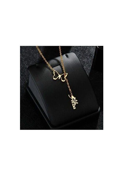 Kelebek Figürlü Isme Özel Gümüş Kolye