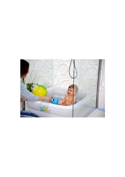 Şişme Taban Beyaz Renk Kare Model Şişme Havuz Bebek Havuzu 86X86X25 cm BW51116